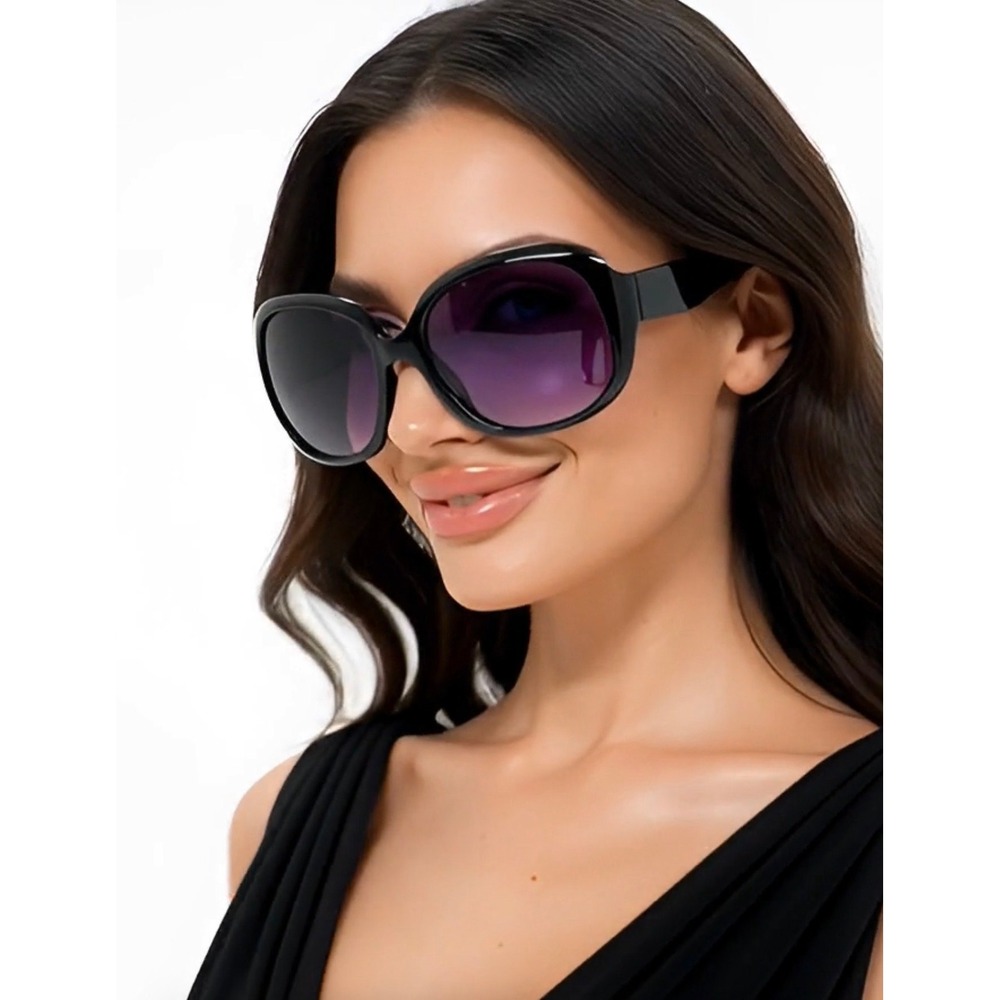 Oversized Black Shell Gradient Lens Sunglasses Women's Fashion Shades Retro 2026